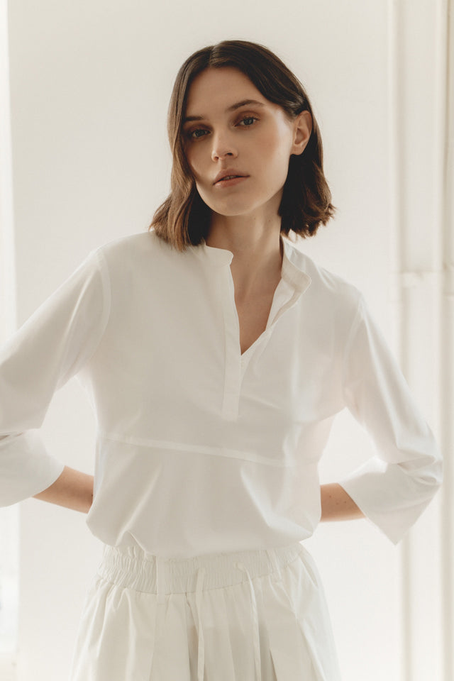 Damiana stretch technical jersey top | White