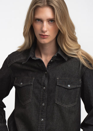 Jessie faded denim shirt | Faded Black