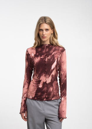 Janice allover print top | Allover Bordeaux