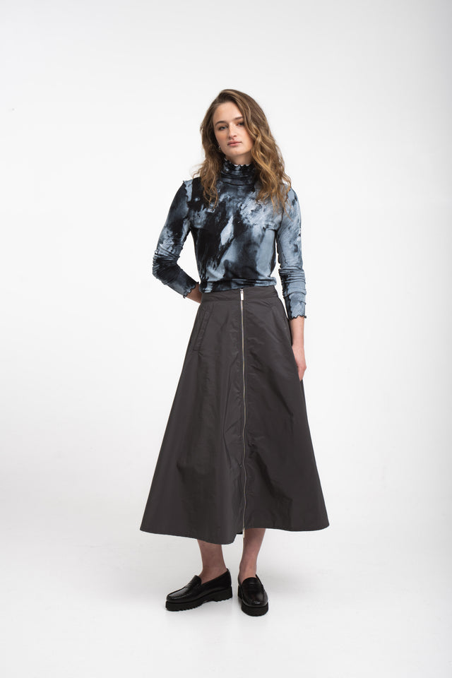 Bardolino taffeta zipper skirt | Grigio