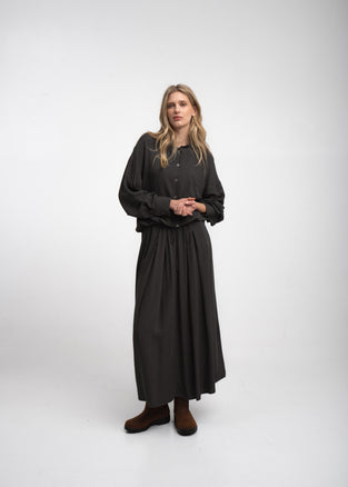 Rapanui light flannel long skirt | Dark Grey