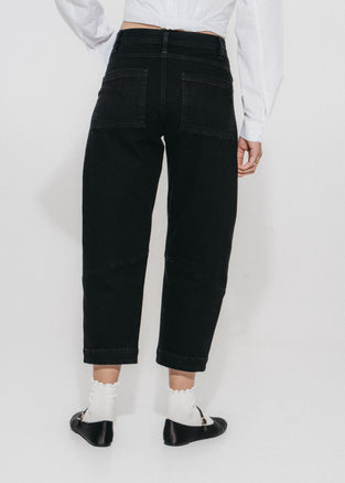 Slouchy black barel jeans | Black