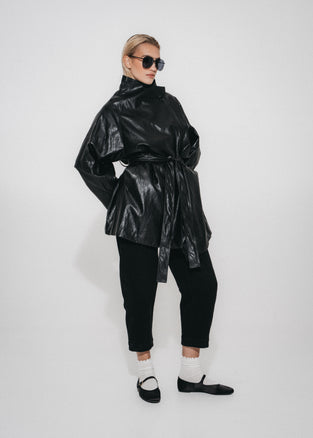 Slouchy black barel jeans | Black