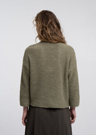 V-neck melange pullover 26553 | Green