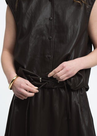 Clare eco leather vest | Dark Brown