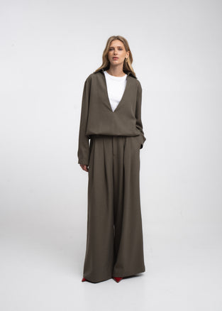 Sloan viscose pleated pants | Green