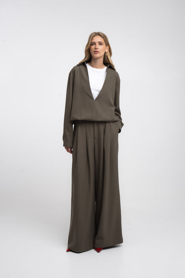 Sloan viscose pleated pants | Green
