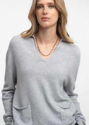 V-neck dyed viscose pullover NB2310 | Light Grey