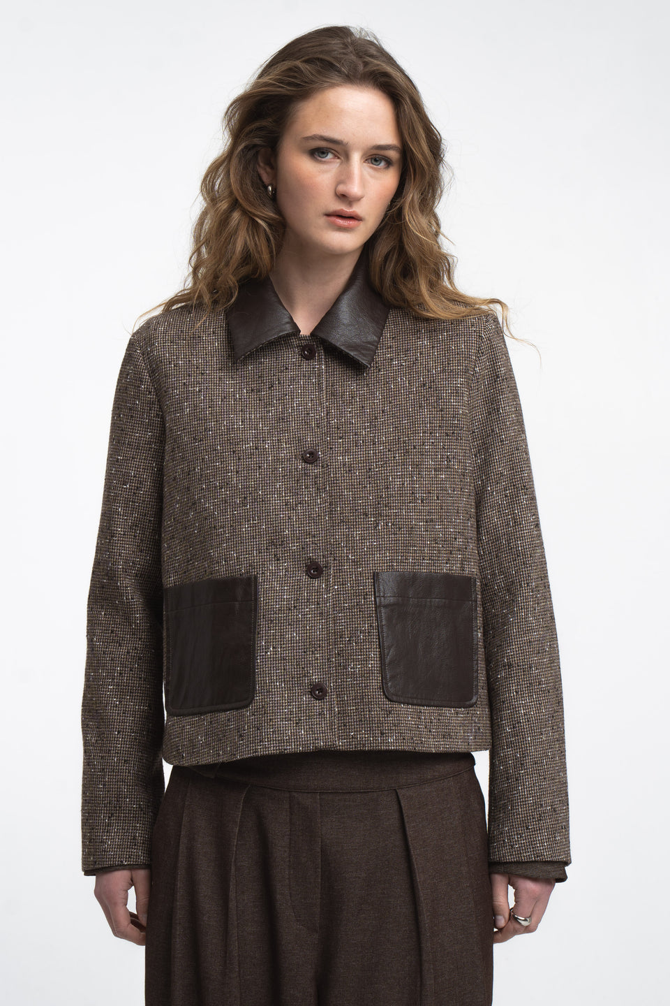 Isolde wool blend pocket blazer | Brown