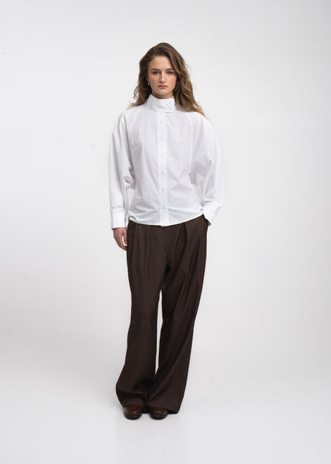Bree cotton poplin blouse | White