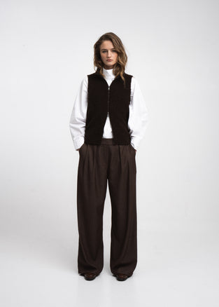 Vest Boucle long zip | Brown