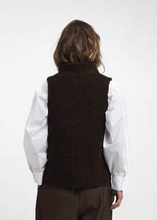 Vest Boucle long zip | Brown