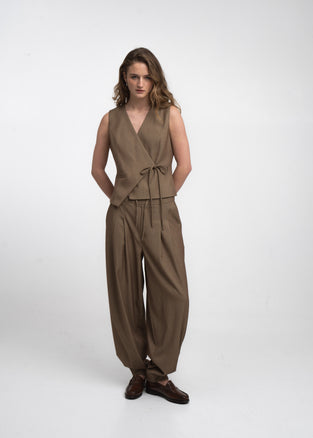 Elodie viscose blend barel pants | Brown