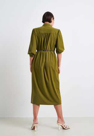Steffi Dress Long Technical Jersey | Oliva green