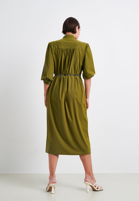 Steffi Dress Long Technical Jersey | Oliva green