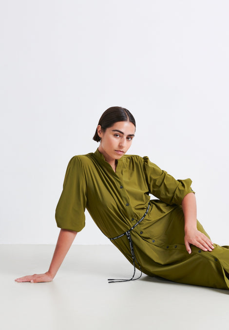 Steffi Dress Long Technical Jersey | Oliva green