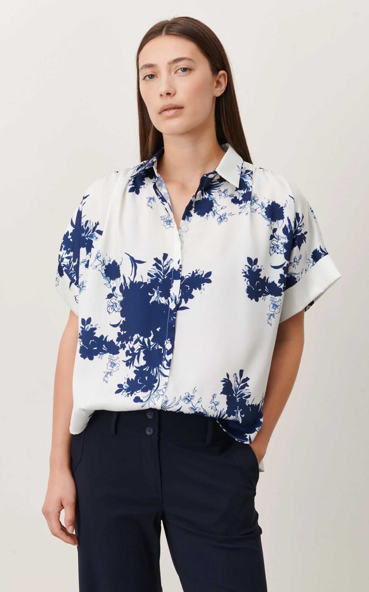 Romi Blouse | White Blue