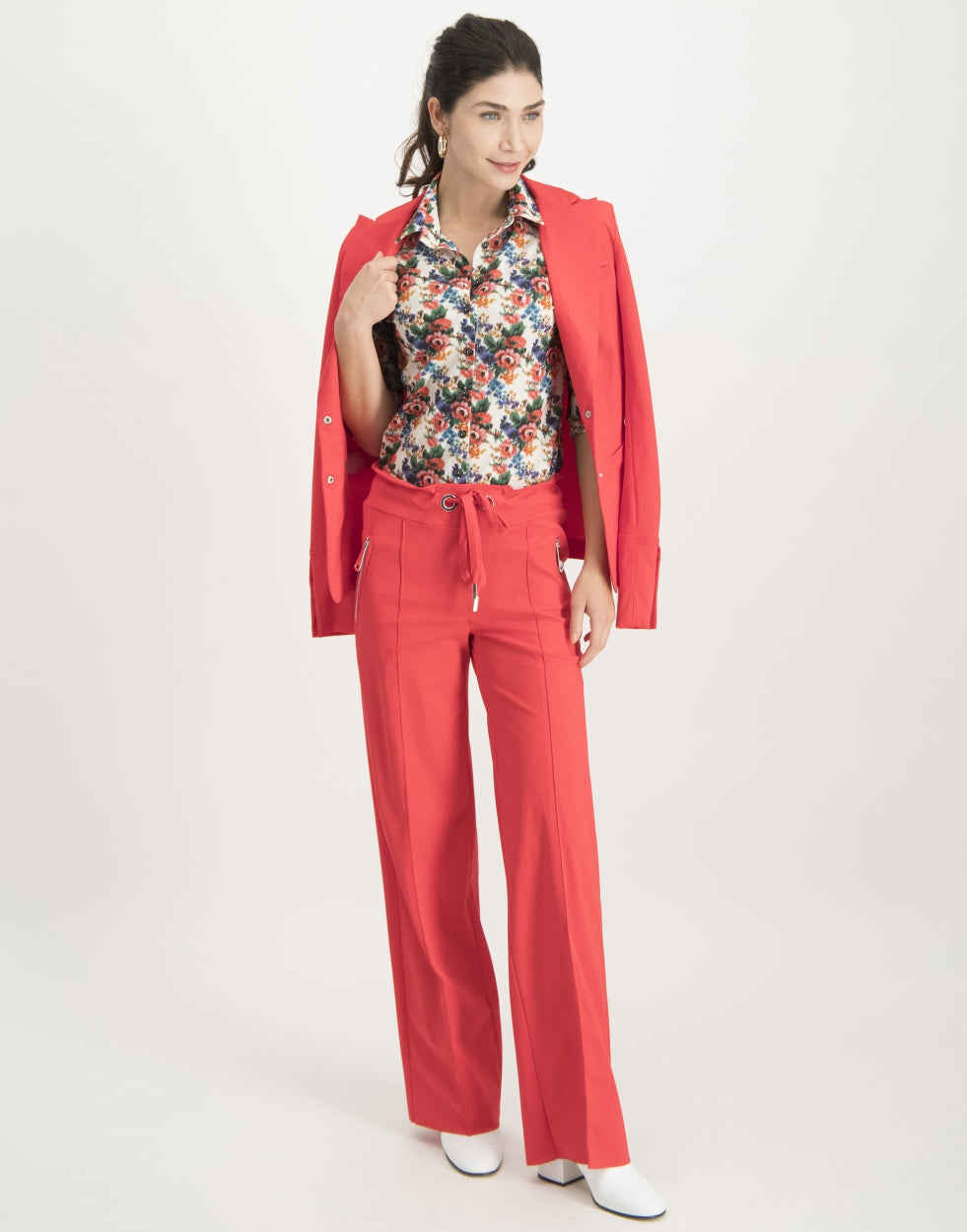 Debbie Blouse Flower | White/Red