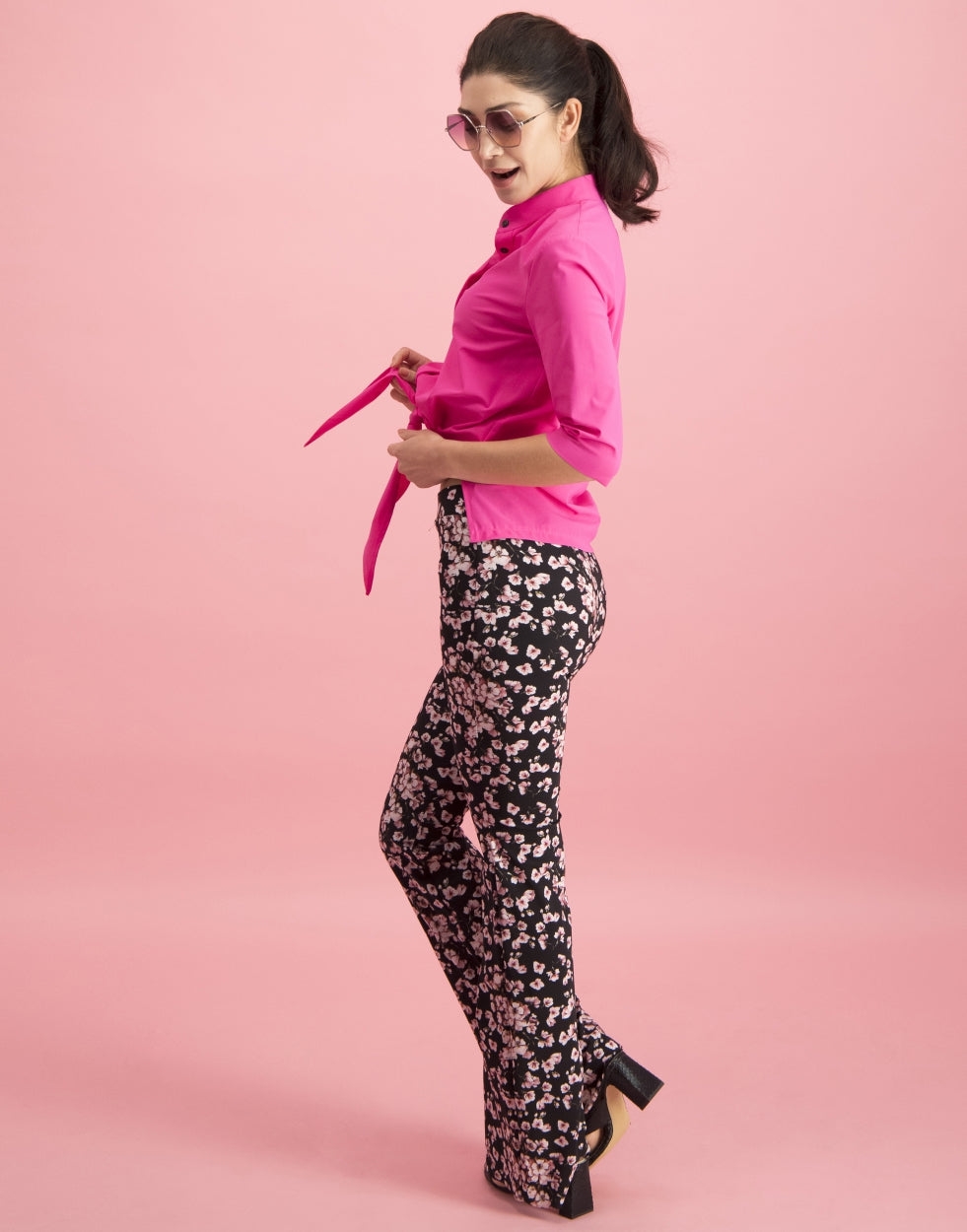 Chloe Cropped Blouse | Fuxia