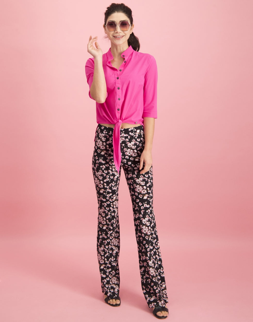 Chloe Cropped Blouse | Fuxia