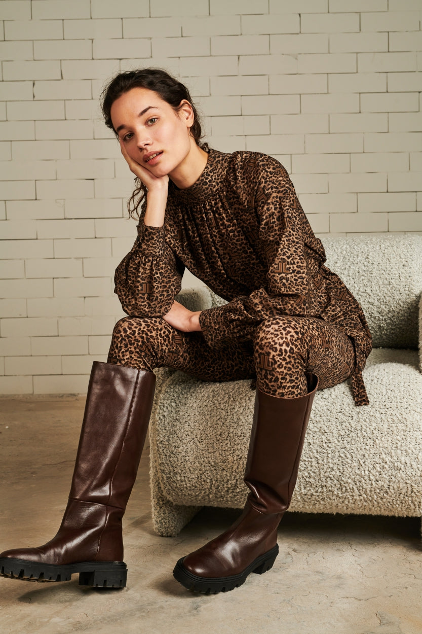 Blouse Grace Technical Jersey | Animal brown