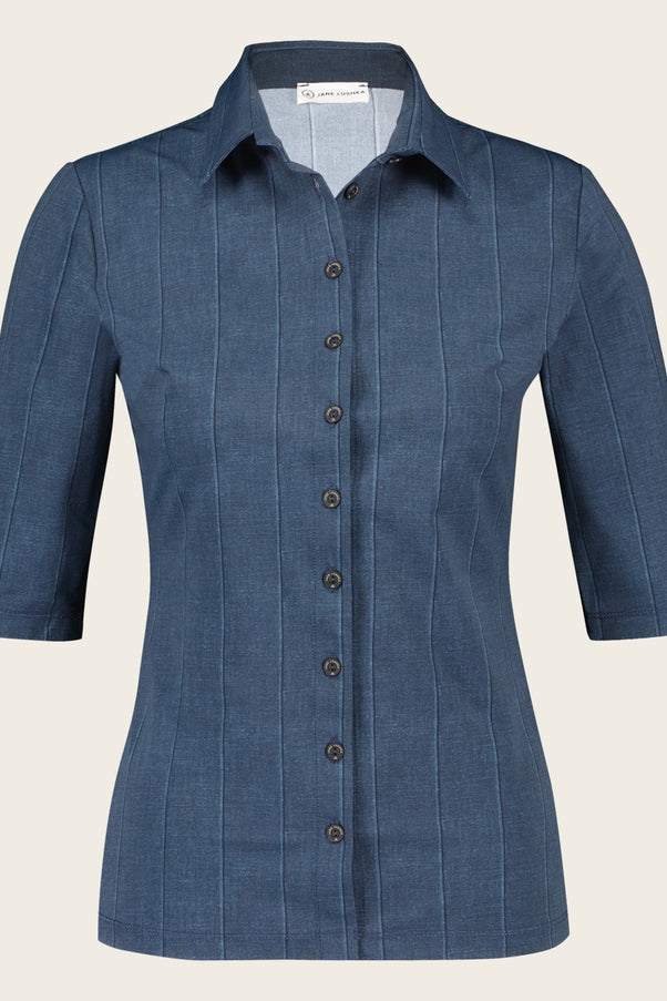 Blouse Kikkie/1 Technical Jersey | Denim Blue