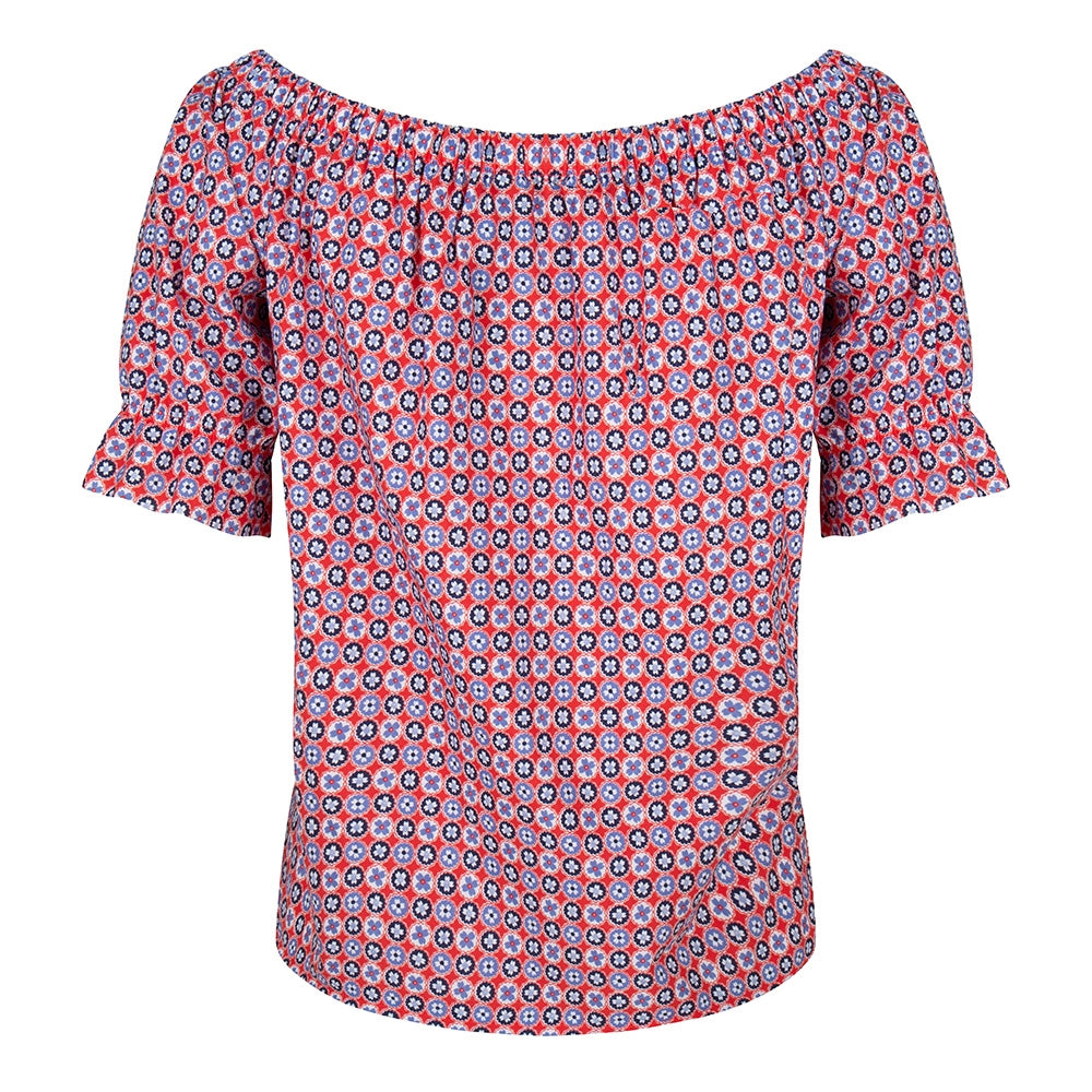 Nicole Knotted Top Graphic | White/Red